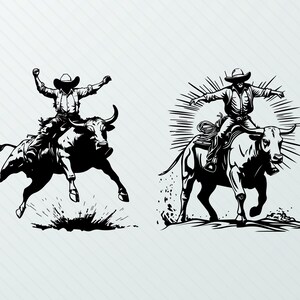 Bull Riding SVG PNG: Rodeo Cowboy Clipart, Cut Files - Etsy