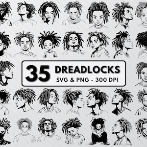 Dreadlocks Svg Bundle, Dreadlocks Silhouette Png, Boy With Dreadlocks Clipart, Dreadlocks Decal Outlines, Dreadlocks Vector Cricut Cut Files