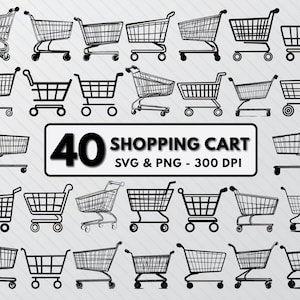 ショッピング カートのシルエット、ショッピング カートの SVG バンドル カット ファイル、ショッピング カートのクリップアート、ショッピング アイコンのアウトライン、ショッピング カートのデカール ベクター アート