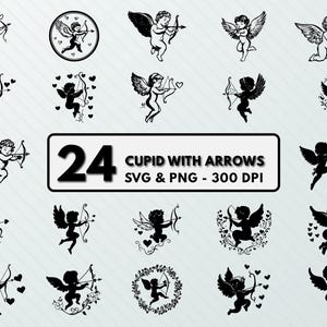 Cupid Arrows Svg, Arrows Png, Cupid Arrows Clipart, Silhouette, Decal, Cupid Arrows Vector Art, Cupid Baby Outline, Designs Cut Files Cricut