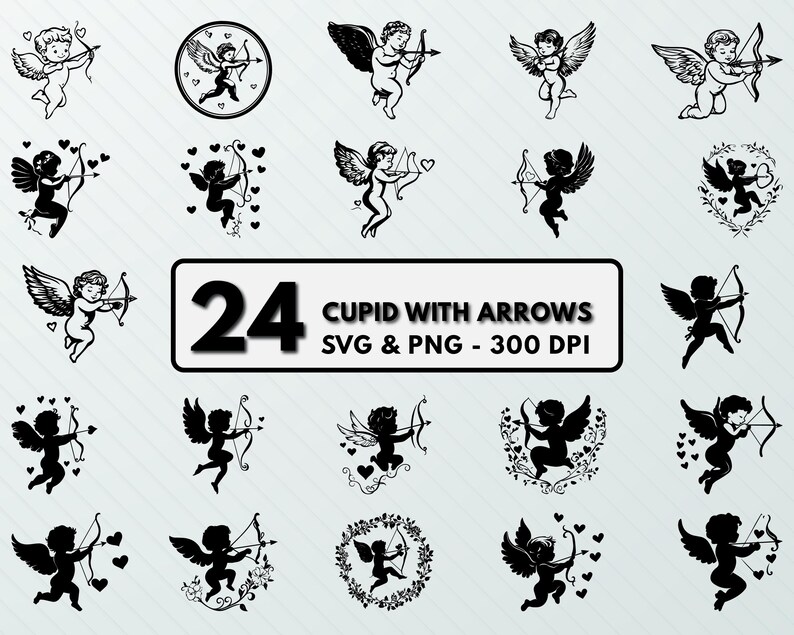 Cupid Arrows SVG Bundle: Valentine's Day Clipart, Cut Files (digital ...