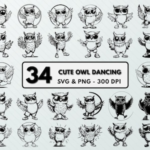 Owl Clipart, Owl Vector Art, owl outline, owl PNG, Owl SVG, owl decal, owl silhouette SVG, owl cut file, owl png clipart Owl Black and White