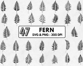 Fern Leaf Silhouette SVG Bundle: Tropical Leaves Clipart (PNG)