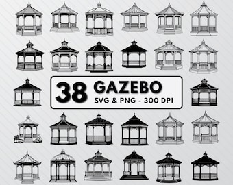 Gazebo SVG Bundle: Silhouette Vector, Home Decal Cut Files (PNG, Cricut)
