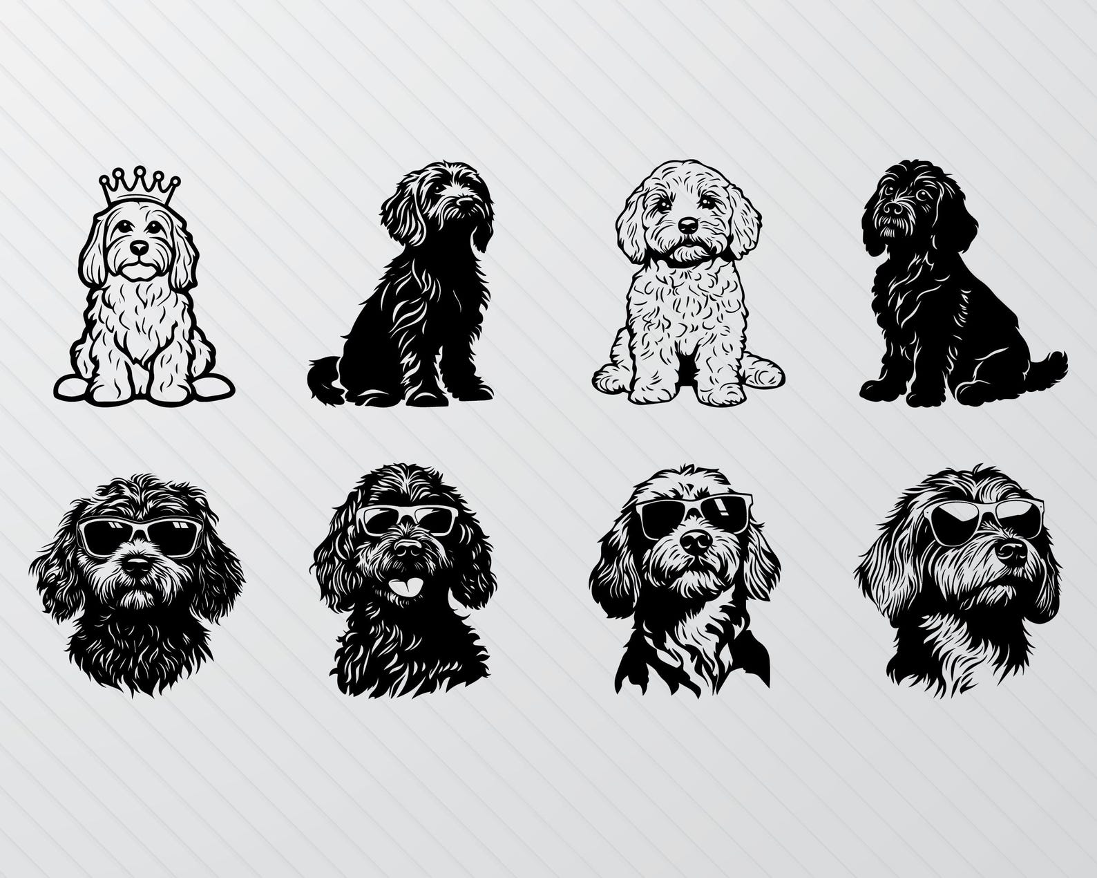 Cockapoo Siloutte Cockapoo Dog Silhouette: SVG, PNG Clipart Bundle - Etsy