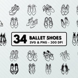 Ballet Shoes Svg Png, Ballet Shoes Clipart, Ballet Shoes Silhouette, Ballet Shoes Vector, Decal, Cut files, Cricut, Outline, Designs , Icons