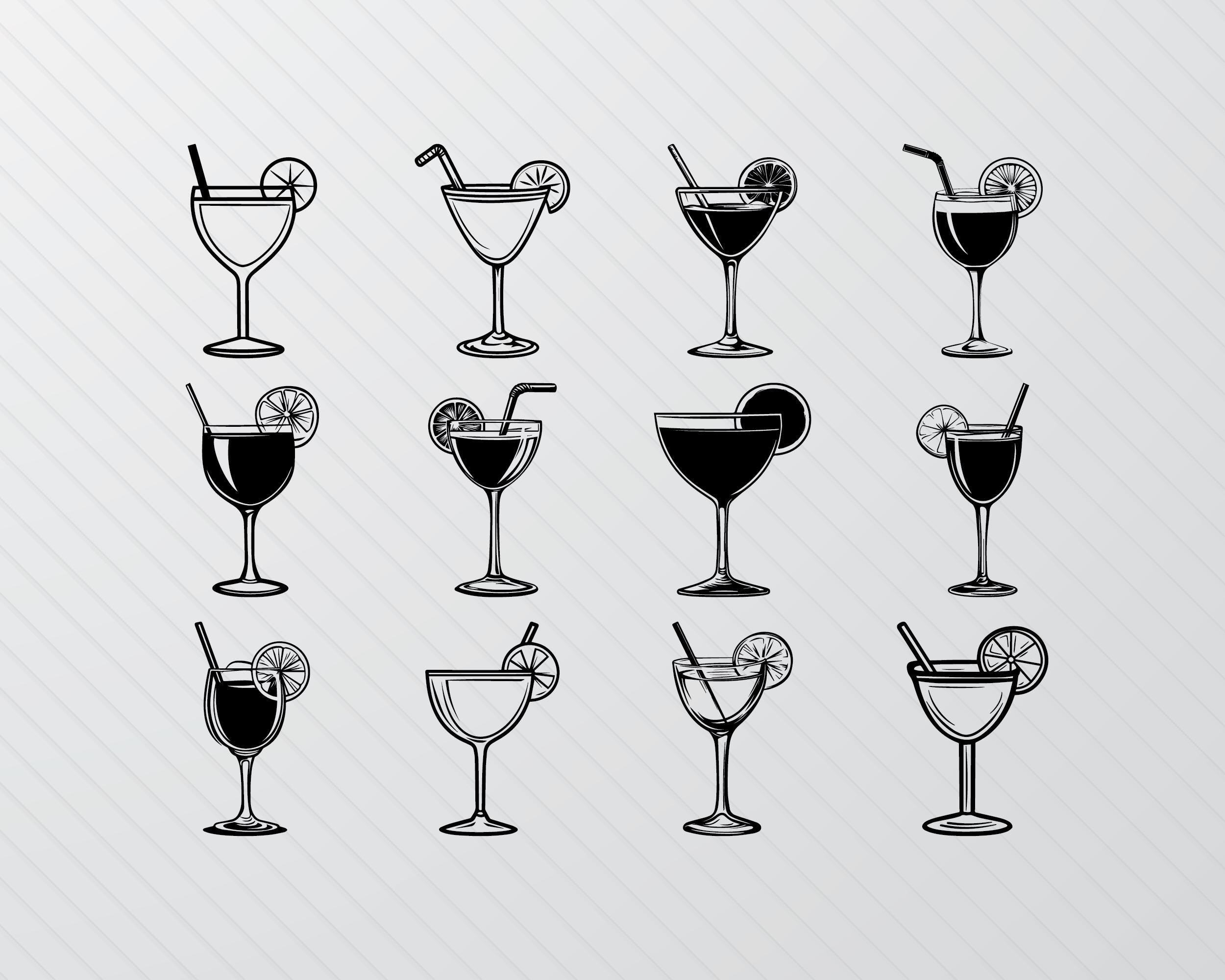 Cocktail Glass SVG Bundle: 58 PNG Clipart Designs (digital Download) - Etsy