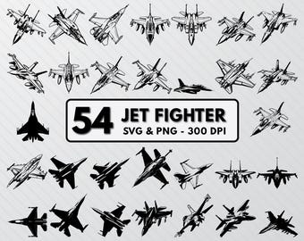 Jet Fighter Silhouette: Vector Art Icon Bundle (SVG, PNG)