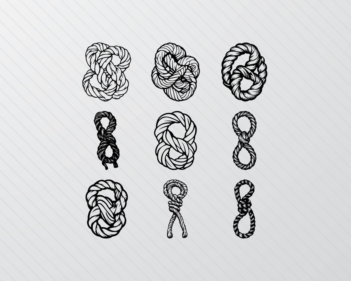 Rope Knot Silhouette Svg, Rope Knot Svg Bundle Cut Files, Rope Knot Png ...