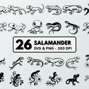 Salamander & Axolotl SVG PNG Clipart: Minimalist Line Art (Digital Download)