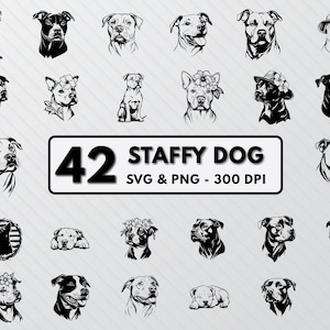 Staffy Silhouette Svg, Staffy Dog Svg Bundle, Clipart chiens, Staffy Png vectoriel, Staffy Dogs races clipart, sticker Staffy fichiers coupés Cricut