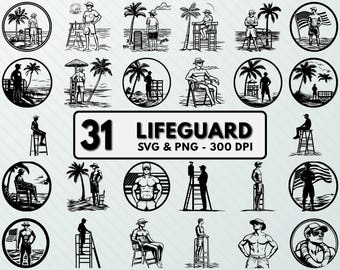 Lifeguard SVG PNG Clipart: Silhouette Vector Art, Decal Cut Files