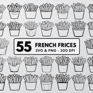 French Fries SVG Bundle: Clipart, Outline, Decal (PNG)