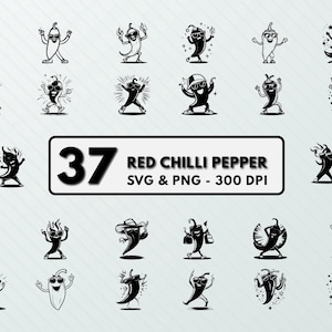 Red Chili Pepper Clipart: 58 SVG & PNG Files, Cricut Design (Digital Download)