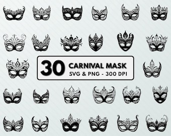 Carnival Mask SVG PNG: Venetian Masquerade Clipart, Cricut Cut Files