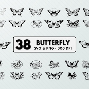 Butterfly Svg Png Bundle, Butterfly Clipart, Butterfly Silhouette, Butterfly Vector, Butterfly Cut File, Butterfly Cricut, Butterfly Outline
