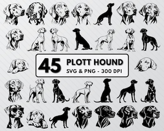 Plott Hound SVG Bundle: Dog Breed Vector Cut Files (PNG, 300 DPI)