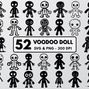 Voodoo Doll Silhouette, Voodoo Doll Svg Bundle, Voodoo Doll Clipart, Voodoo Doll Png File Decal Outline, Voodoo Doll Vector Art Icon Svg Set