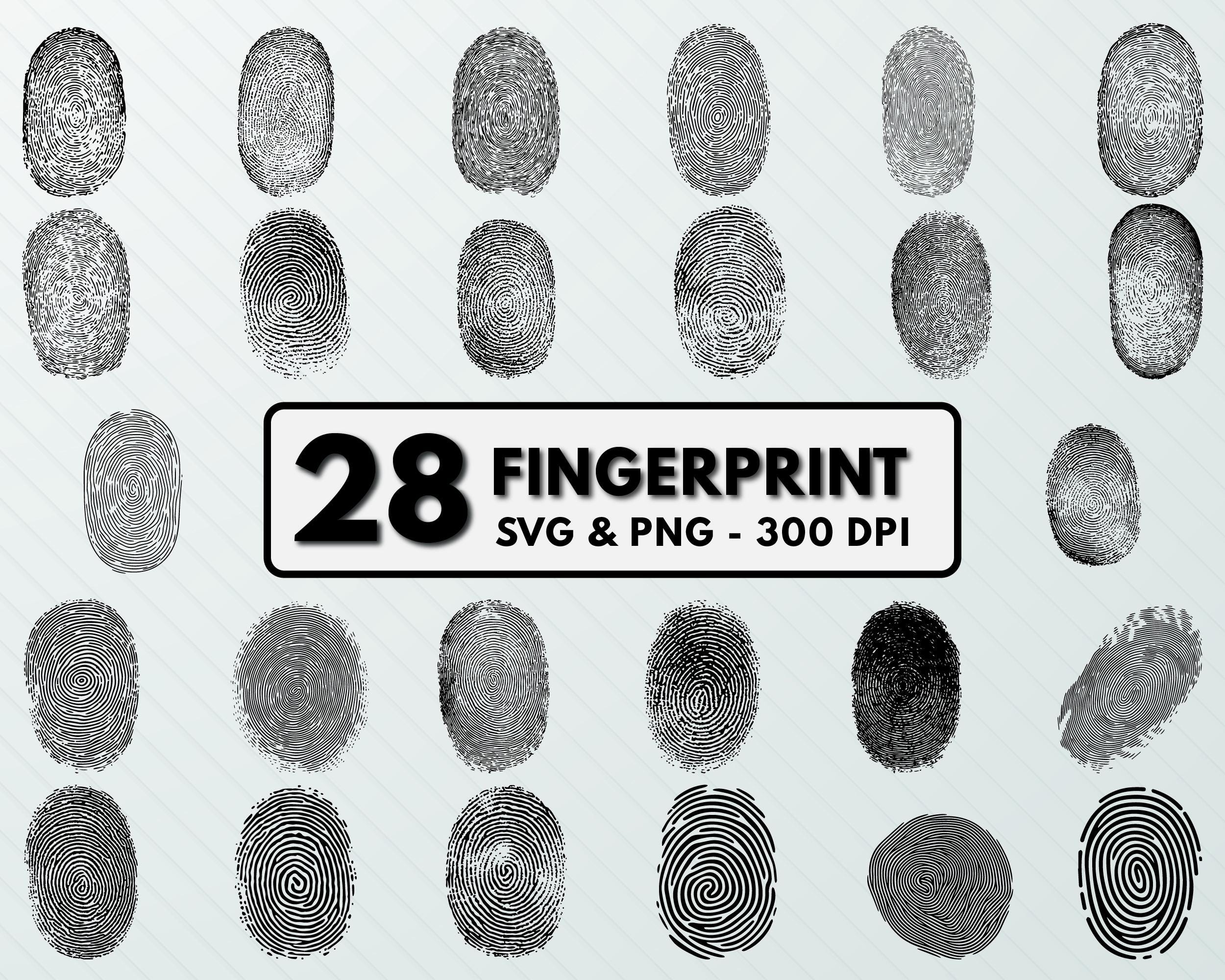 Fingerprint Svg Bundle, Fingerprint Fingerprint Clipart Png, Fingerprint Silhouette Decal, Vector, Outline Biometric Design Cut File Circuit