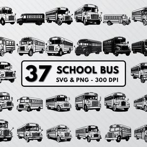 School Bus SVG Bundle: Silhouette Art, Clipart (PNG, Cricut)