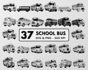 School Bus SVG Bundle: Silhouette Art, Clipart (PNG, Cricut)