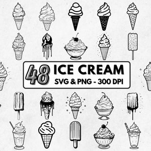 Eis SVG Bundle, Eis Schnittdateien für Cricut, Eis Silhouette und Vinyl-Projekte, Eis Clipart zum selbst ausdrucken, Dessert SVG Png