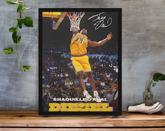Shaquille O'Neal Lakers Poster, NBA Print, Sports Wall Art