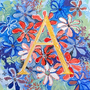 Hand made hand painted watercolour / monogram / initial / letter/ personalised nursery artwork / nursery illustration / unique baby gift