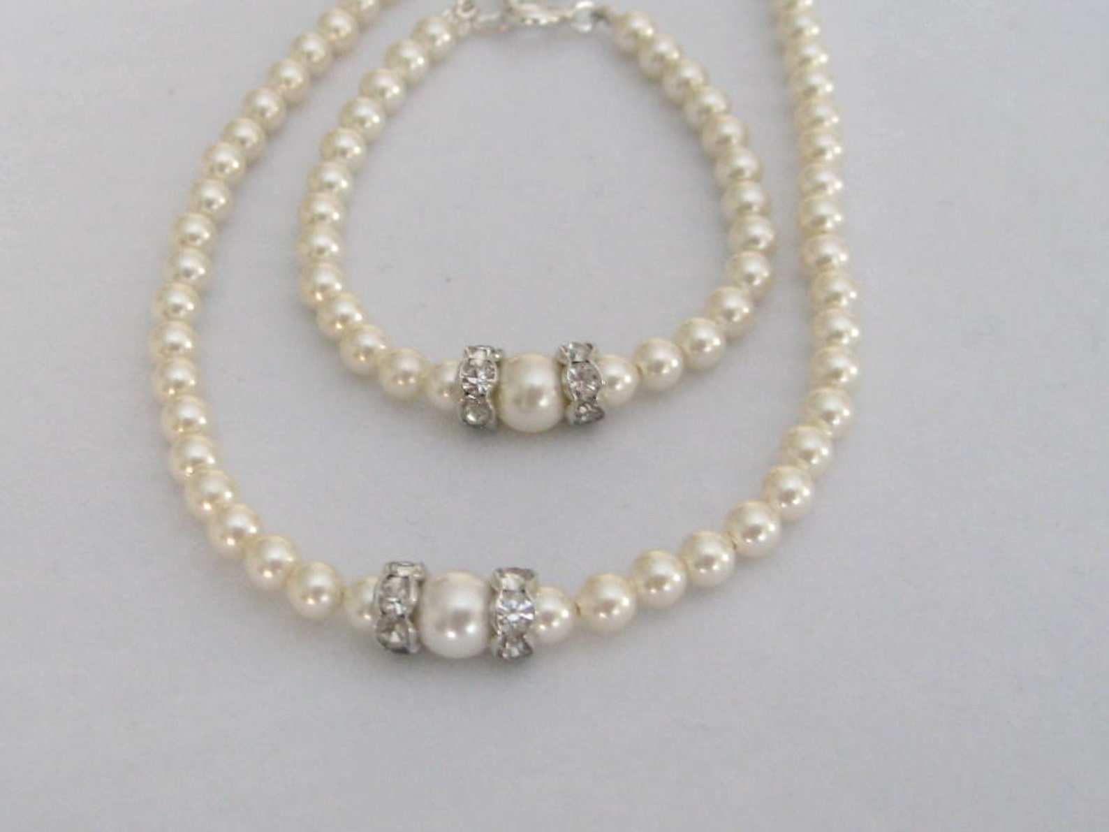 Wedding Jewelry Flower Girl Pearl Rhinestone Necklace and Etsy