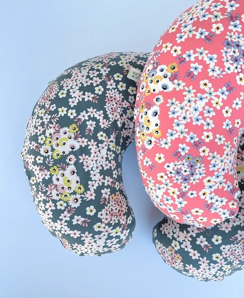 Lot De 2 Housses De Coussin D'allaitement En Satin - Compatible Boppy - Blanc Et Rose - Doux Pour La Peau De Bébé