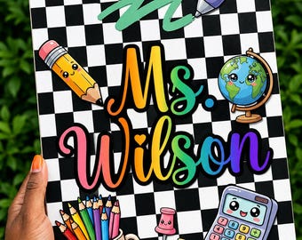 Personalized Teacher Clipboard, Checkered Custom Name Gift