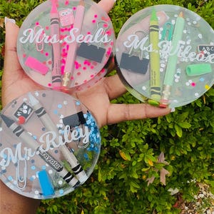 Personalized Teacher Themed Coaster - Back to School Teacher Gift, Teacher Christmas Gift, Teacher Appreciation Gift Custom Coasters