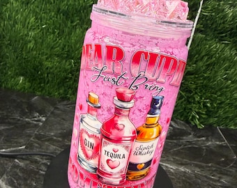 Pink Glitter Snowglobe Tumbler | Valentine's Day Alcohol Lover Gift
