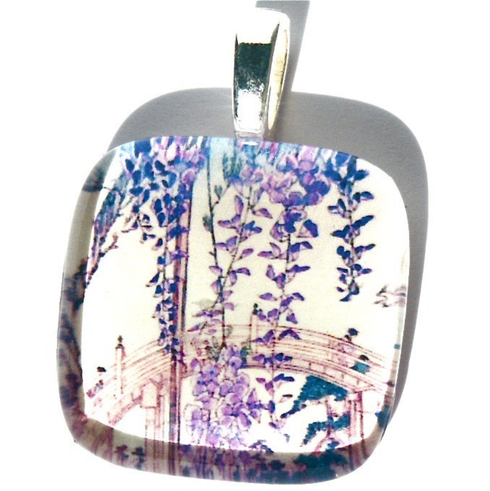 Wisteria Necklace Wisteria Jewelry Pendant Asian Painting Etsy
