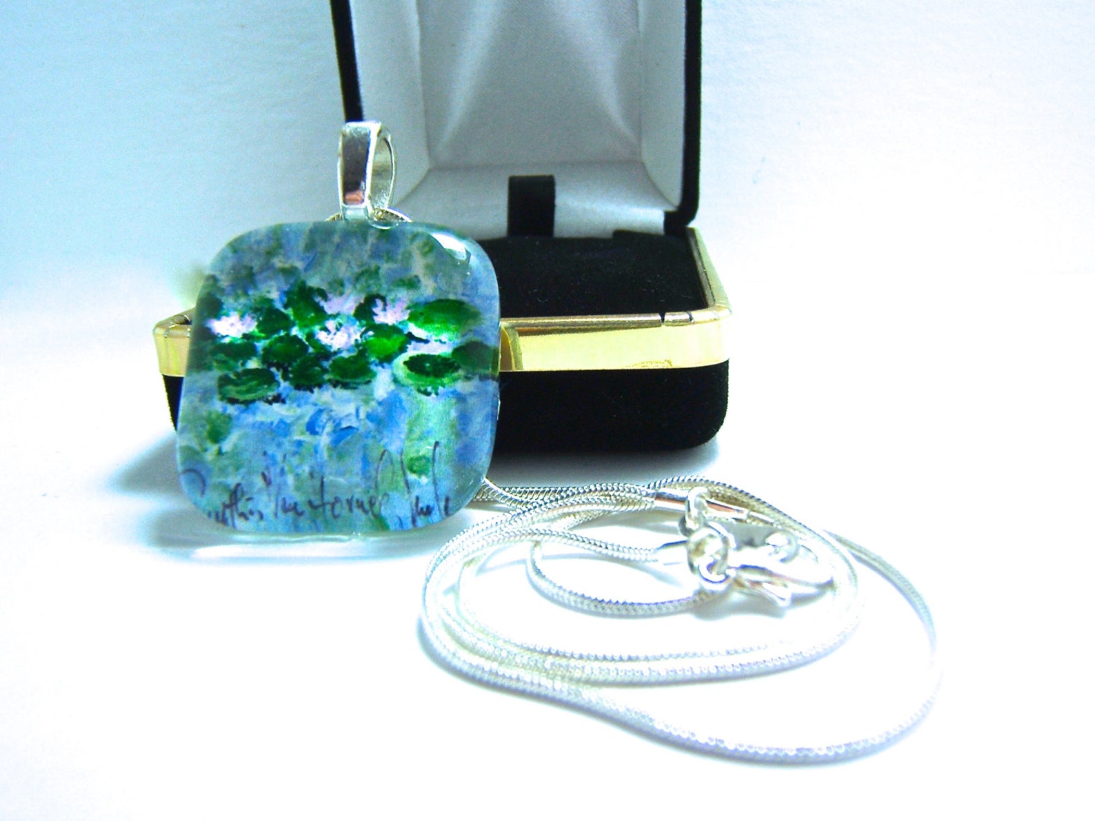 Water Lily Jewelry Flower JewelryGlass Pendant Art Jewelry Etsy