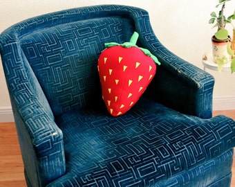 Pop Art Strawberry Pillow - Red Berry Cushion for Fruit Naps