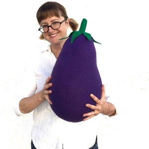 Giant Eggplant Pillow Purple Aubergine Vegetable Plush It's Vegan image 1