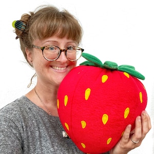 Giant Strawberry Pillow Red Berry Kussen voor Fruit Naps afbeelding 2