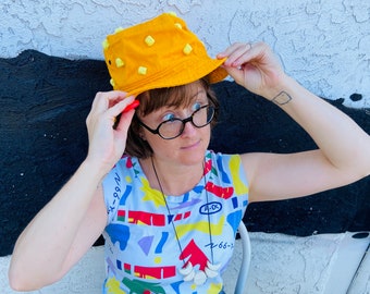 Orange Pompom Bucket Hat - Orange Raver Cereal Hat