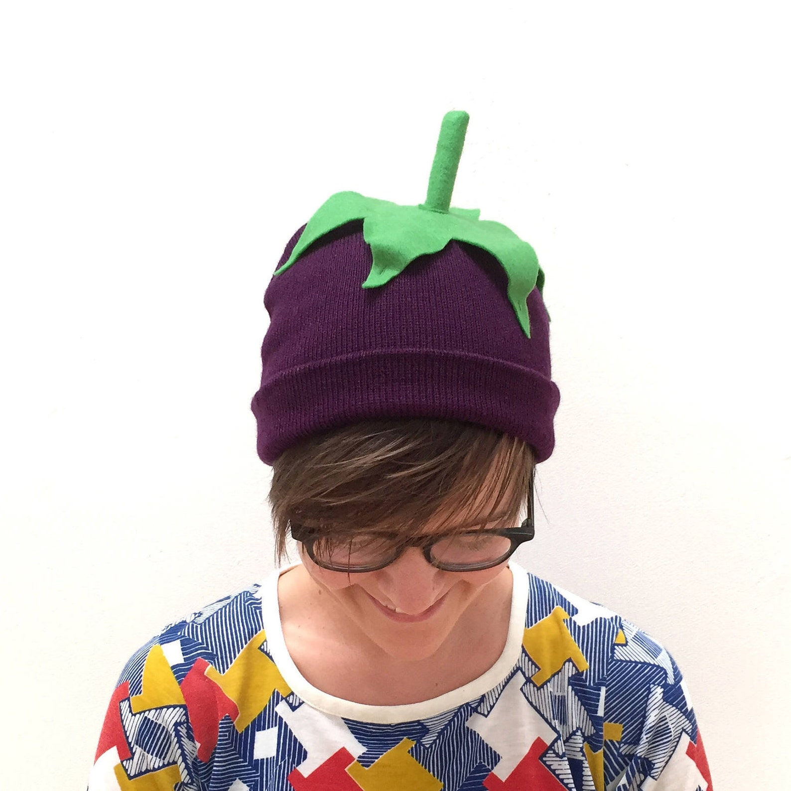 Eggplant Hat Child or Adult Halloween Vegetable Beanie Etsy