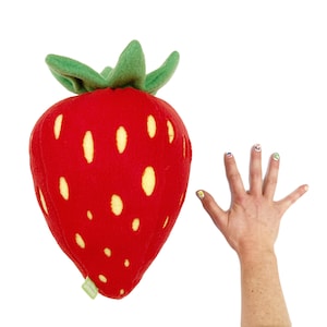 Giant Strawberry Pillow - Red Berry Cushion for Fruit Naps