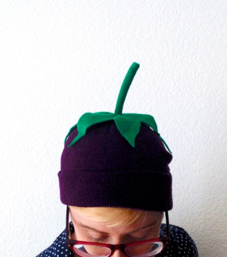 Eggplant Hat Child or Adult Halloween Vegetable Beanie Etsy