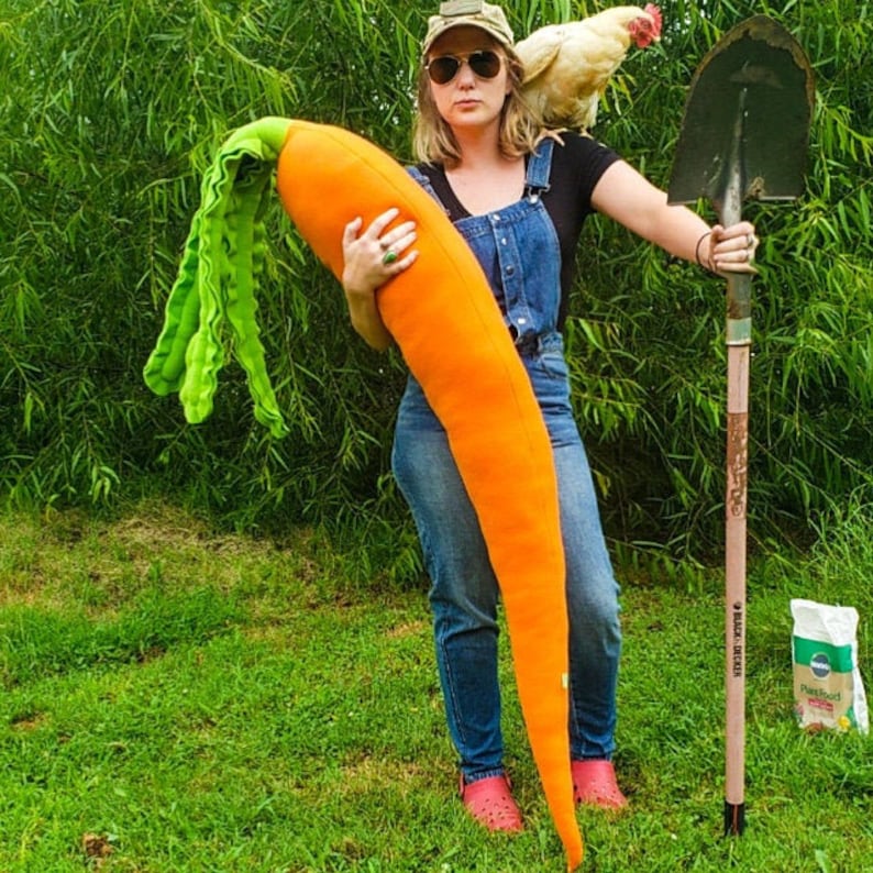 Giant Carrot Plush Body Pillow  4 Feet of Vegetable Coziness image 2