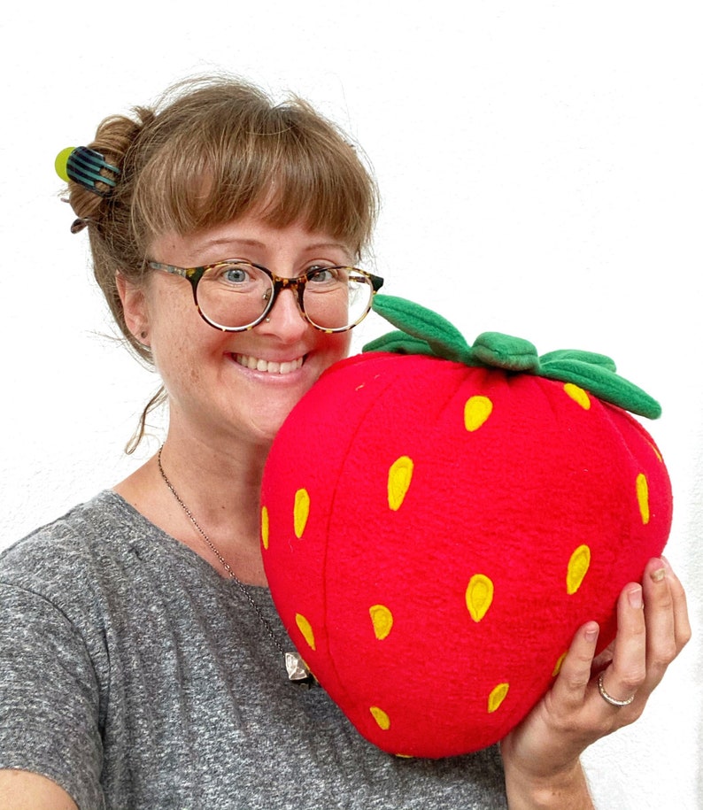 Giant Strawberry Pillow Red Berry Kussen voor Fruit Naps afbeelding 2