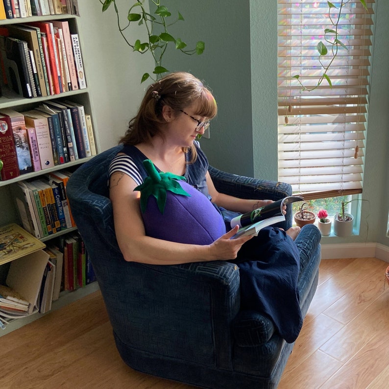 Giant Eggplant Pillow Purple Aubergine Vegetable Plush It's Vegan image 5