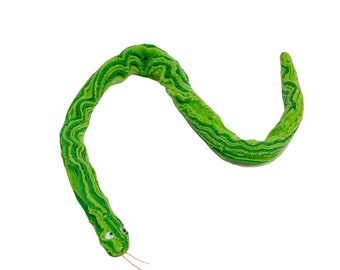 Watermelon Snake Fidget - Handcut Chenille Mini Gift - Green Stripes