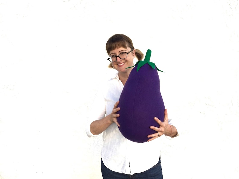 Giant Eggplant Pillow Purple Aubergine Vegetable Plush It's Vegan image 1