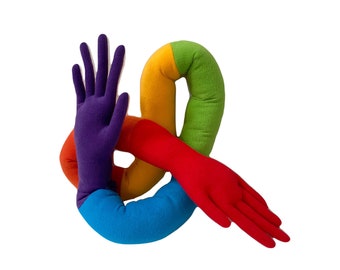 Rainbow Knot Pillow - JAZZ HANDS Hug Pillow with Hands