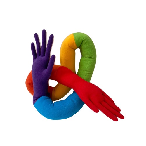 MADE TO ORDER - Rainbow Hands Hug Pillow - Google Yourself - Hand shaped pillow