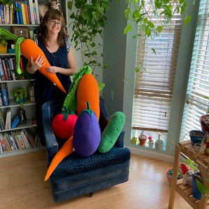 Giant Eggplant Pillow Purple Aubergine Vegetable Plush It's Vegan image 6